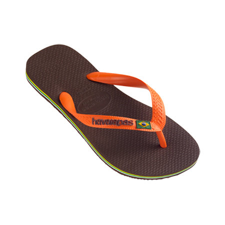 Havaianas Women’s Sandals – Brazil logo, Dark Brown/Tangerine